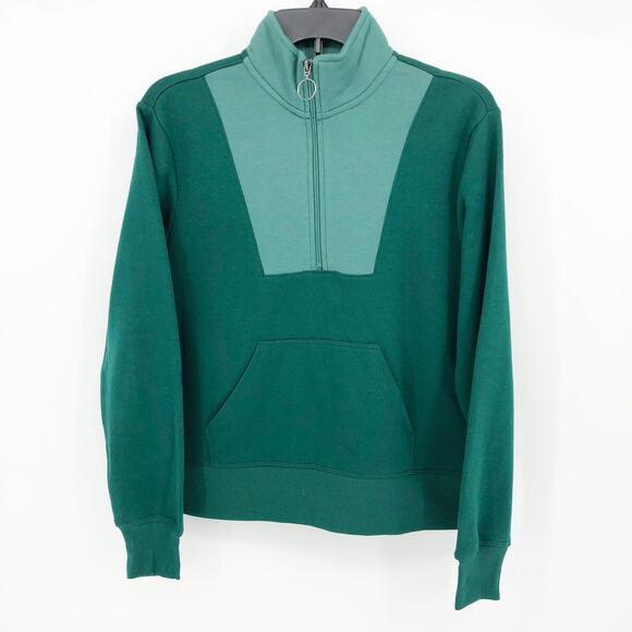 IDEOLOGY Women's Sweatshirt XS Green Crushed Mint Colorblocked Quarter-zip NWT - Picture 2 of 10
